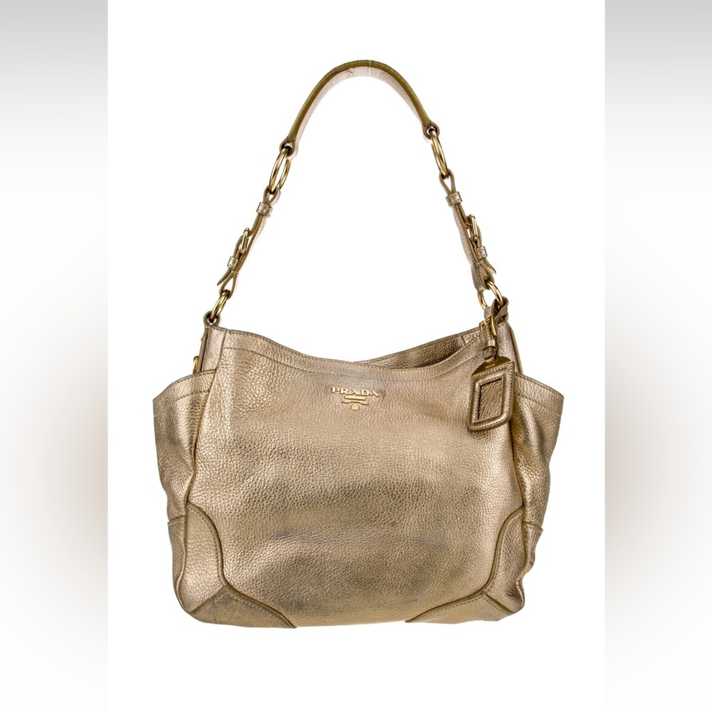 Prada Vitello Daino Gold Leather Women's Shoulder Bag